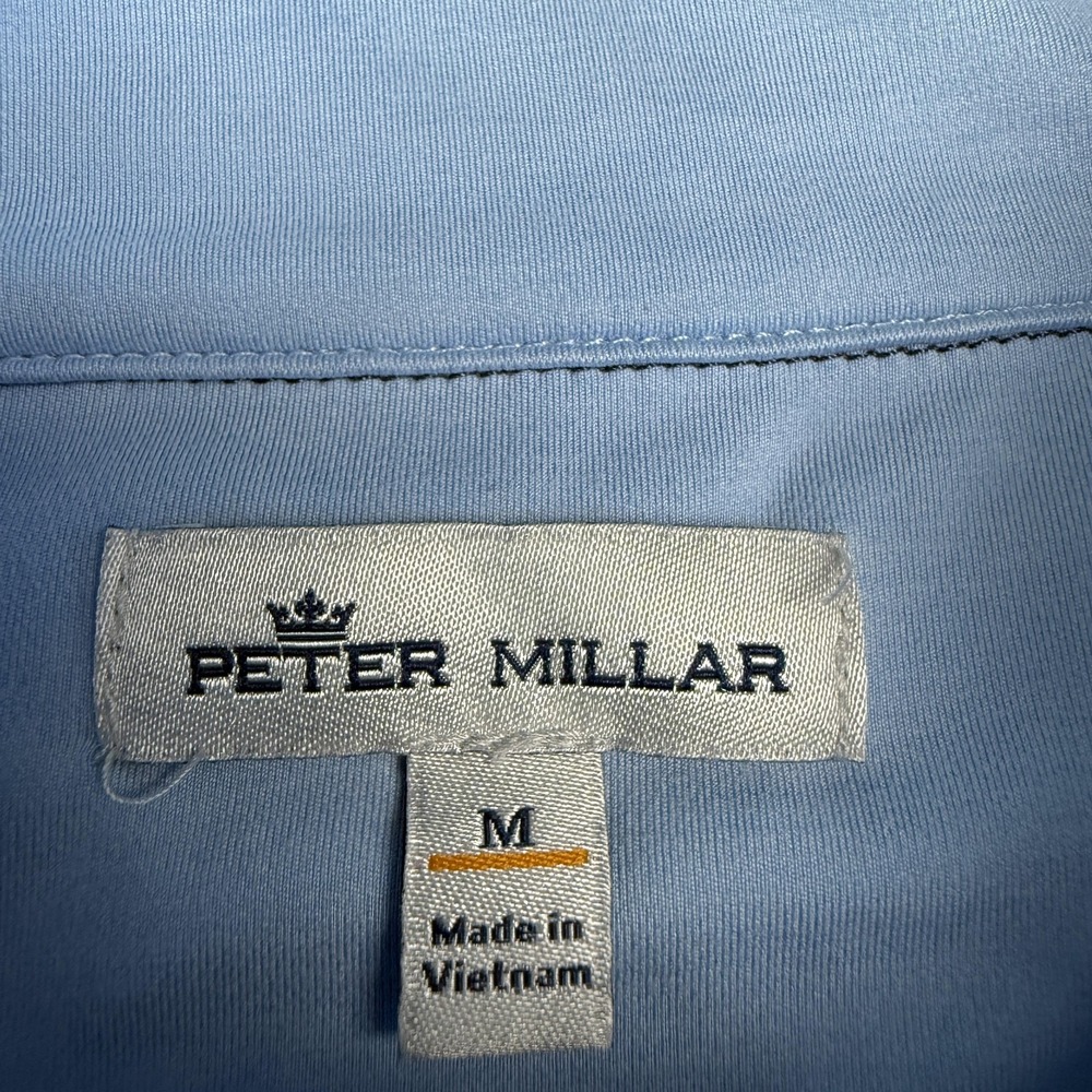 Peter Millar Pullover Mens Medium Blue Quarter Zip Long Sleeve Sea Island Golf - Picture 3 of 10